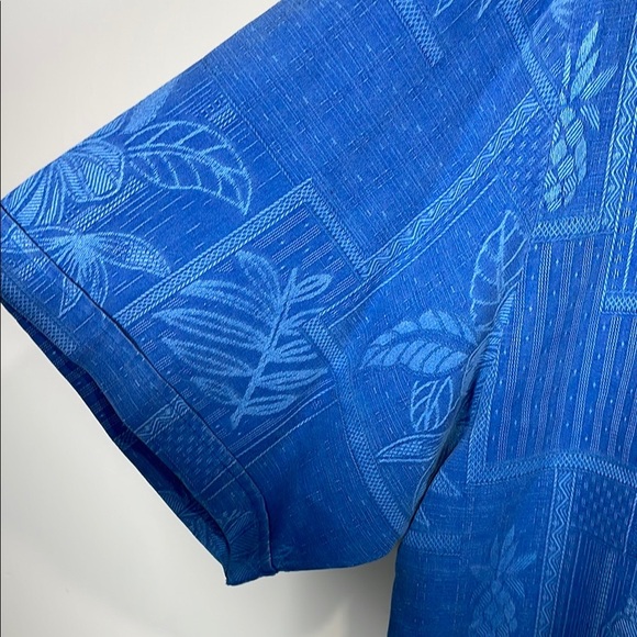 Vintage Jamaica Jaxx Blue 100% Silk Hawaiian Casual Button Down Shirt L - Picture 6 of 10